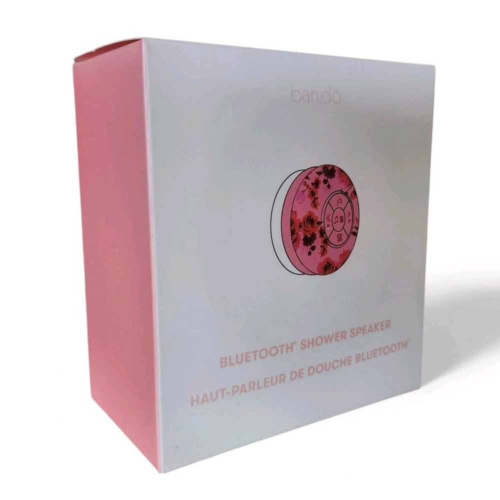 Bando Bluetooth Shower Speaker Pink Potpourri Pattern‎ Waterproof USB NIB